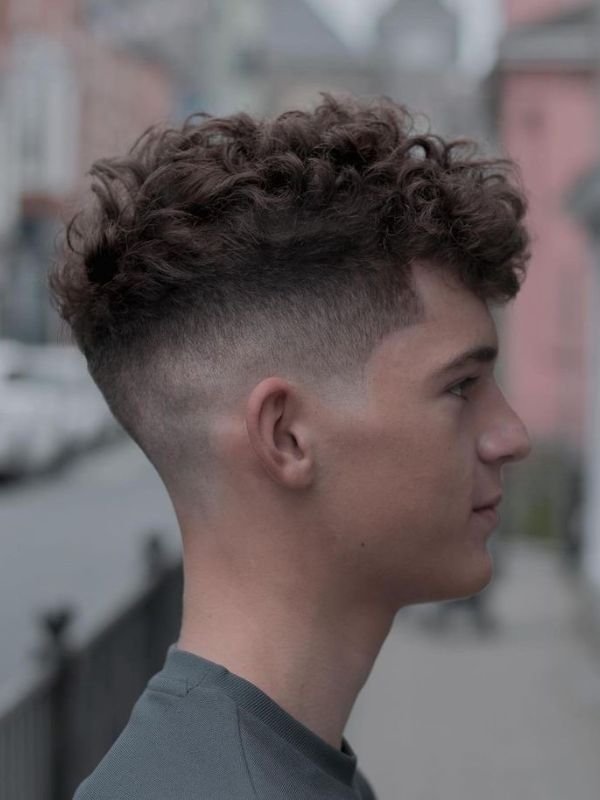 High Burst Fade with Wavy Top