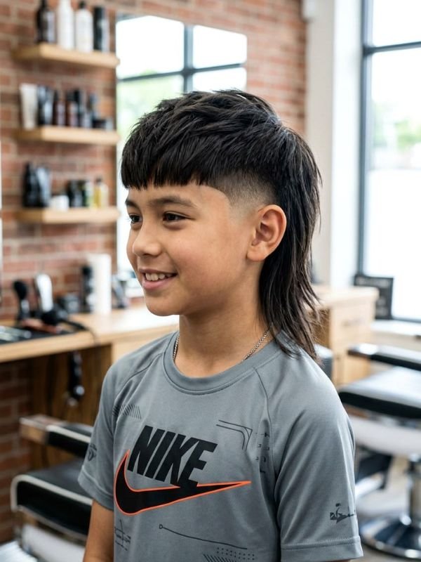 Kids Mullet Fade for Straight Hair