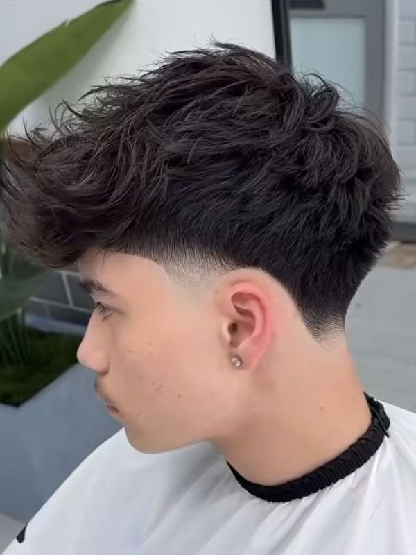 Long Fringe Low Taper Fade