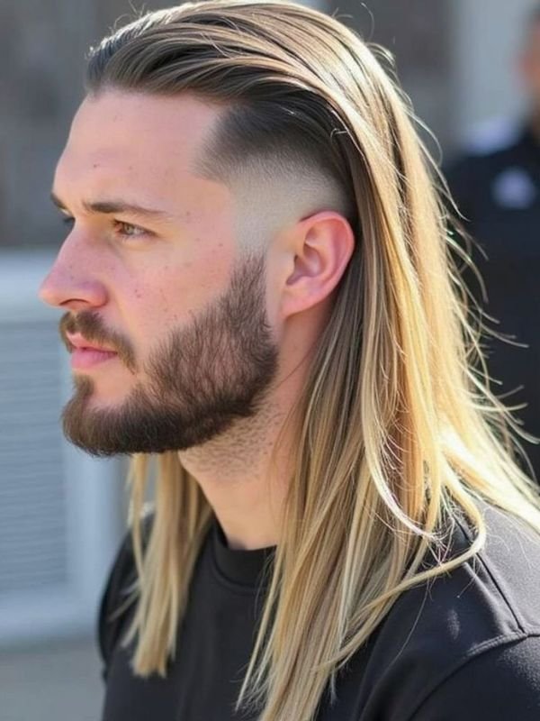 Long Hair Slick Back Burst Fade