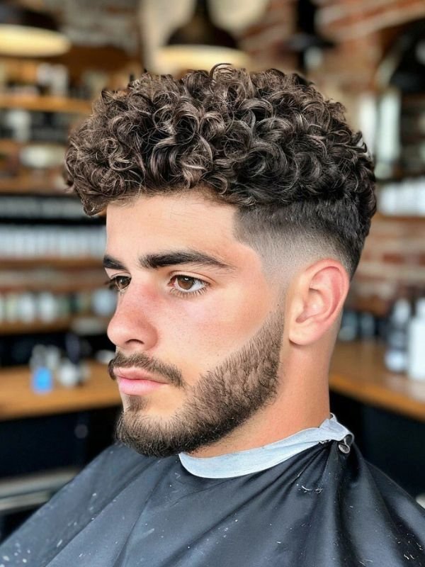 Loose Curls with Mid Taper Fade
