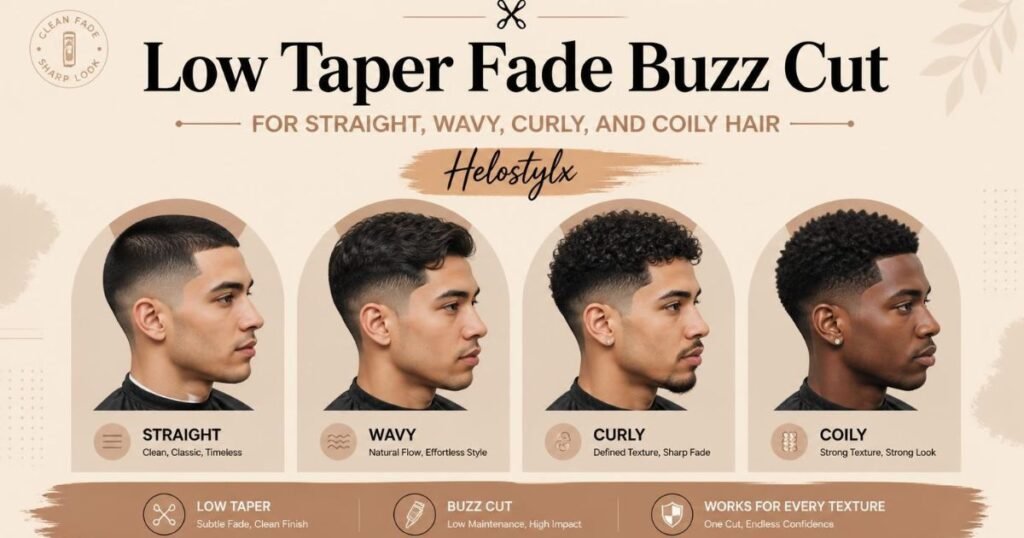 Low Taper Fade Buzz Cut for Straight Wavy Curly and Coily Hair
