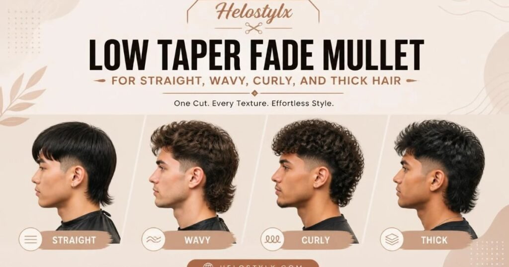 Low Taper Fade Mullet for Straight Wavy Curly and Thick Hair