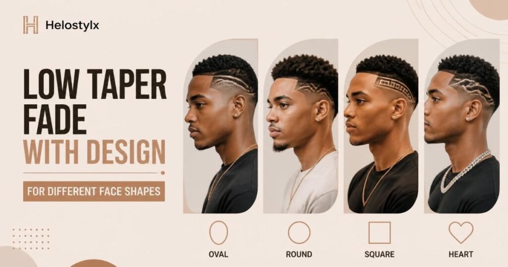 Low Taper Fade With Design for Different Face Shapes