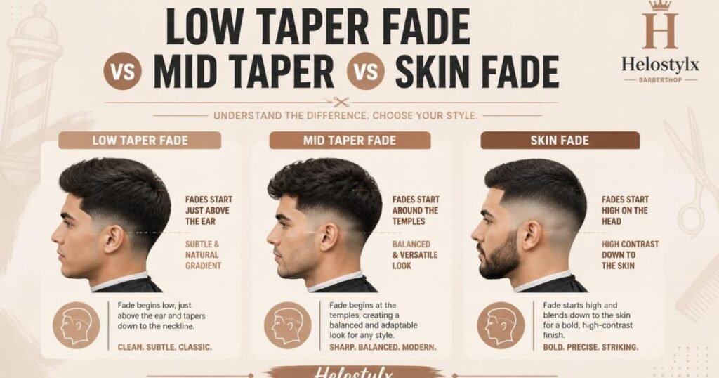 Low Taper Fade vs Mid Taper vs Skin Fade