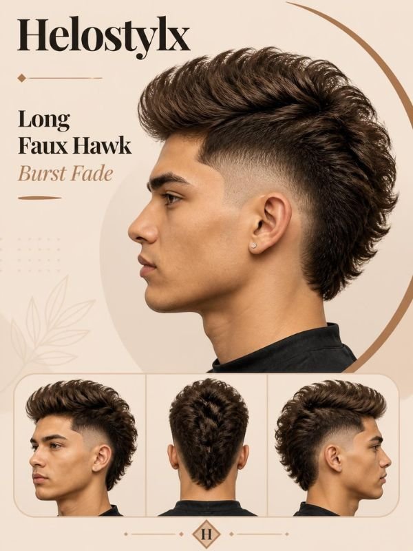 Long Faux Hawk Burst Fade