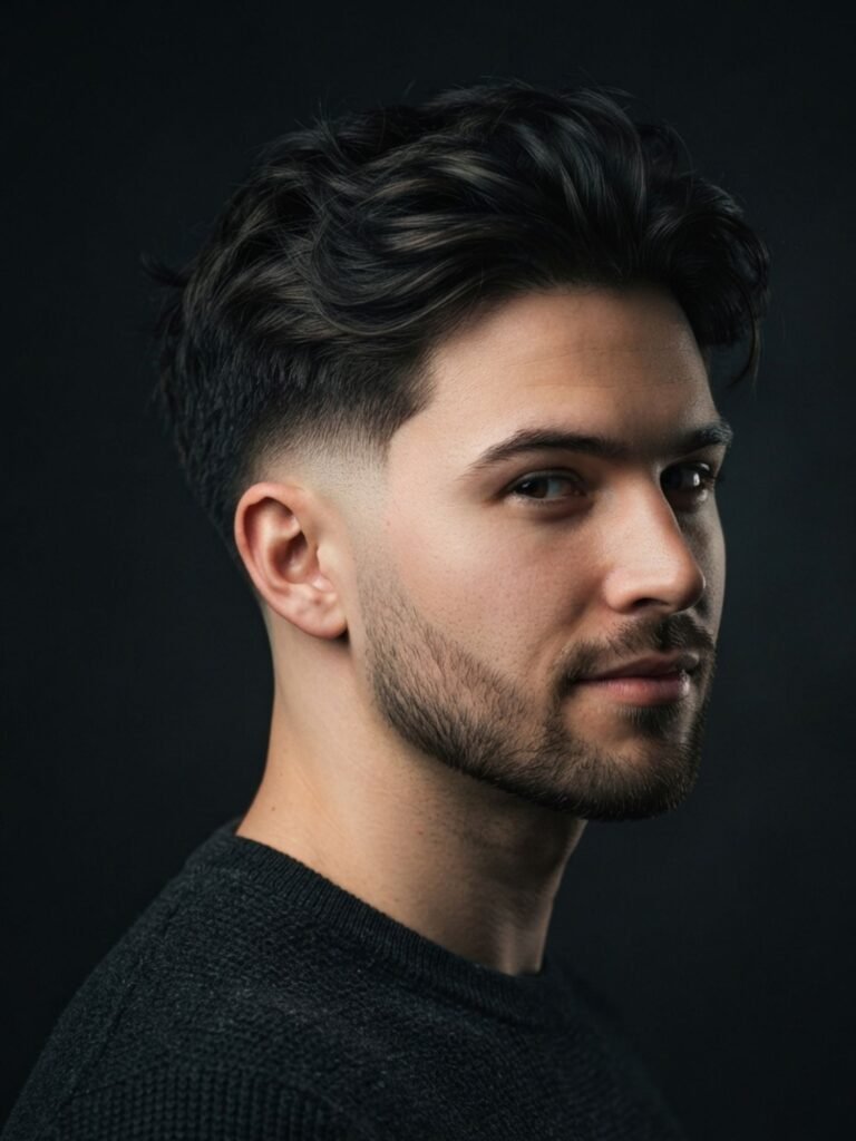 Messy Mid Burst Fade