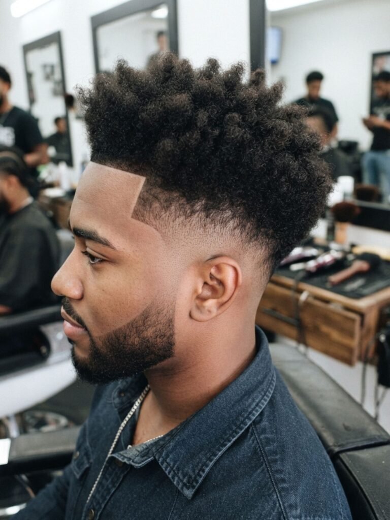 Mid Burst Fade Afro Style