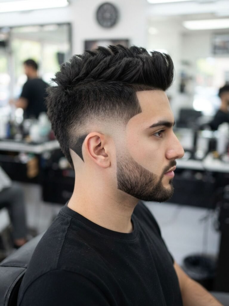 Mid Burst Fade Faux Hawk