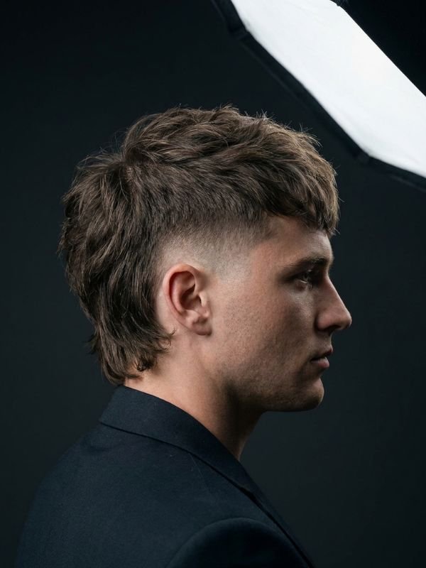 Mid Burst Fade Mullet