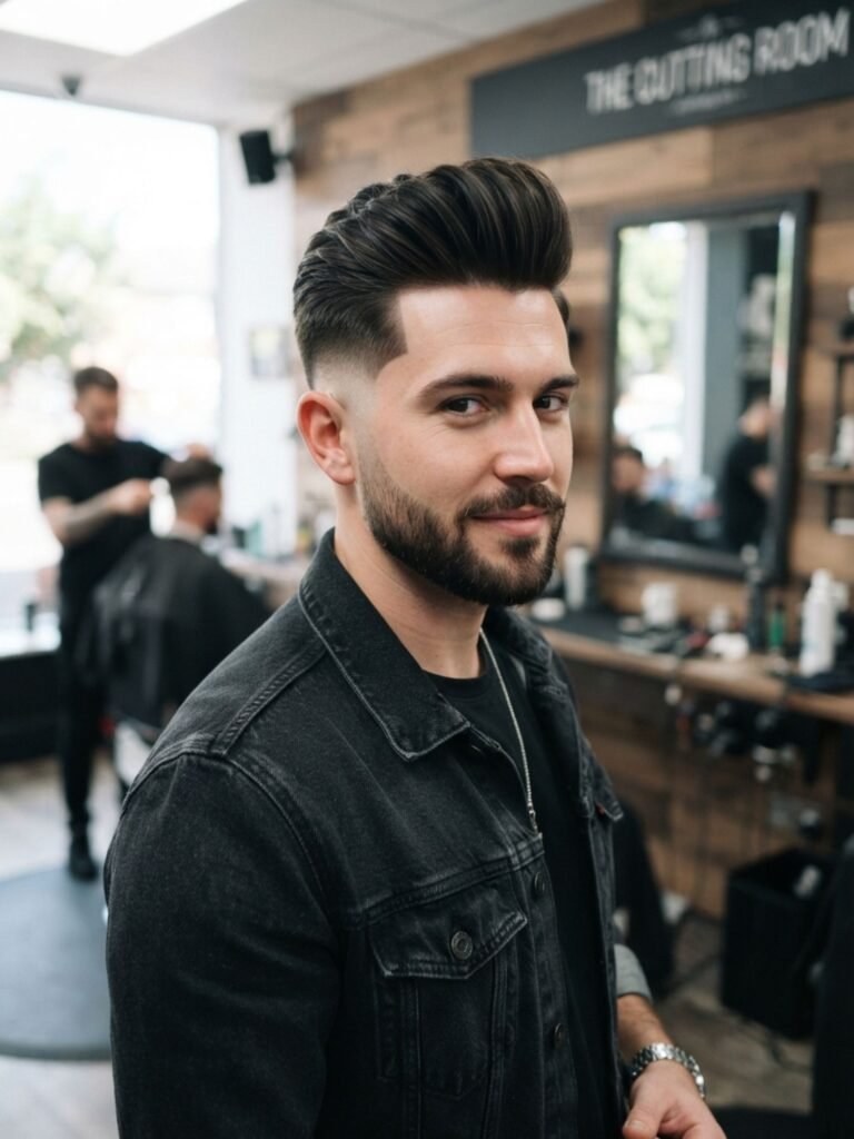 Mid Burst Fade Pompadour