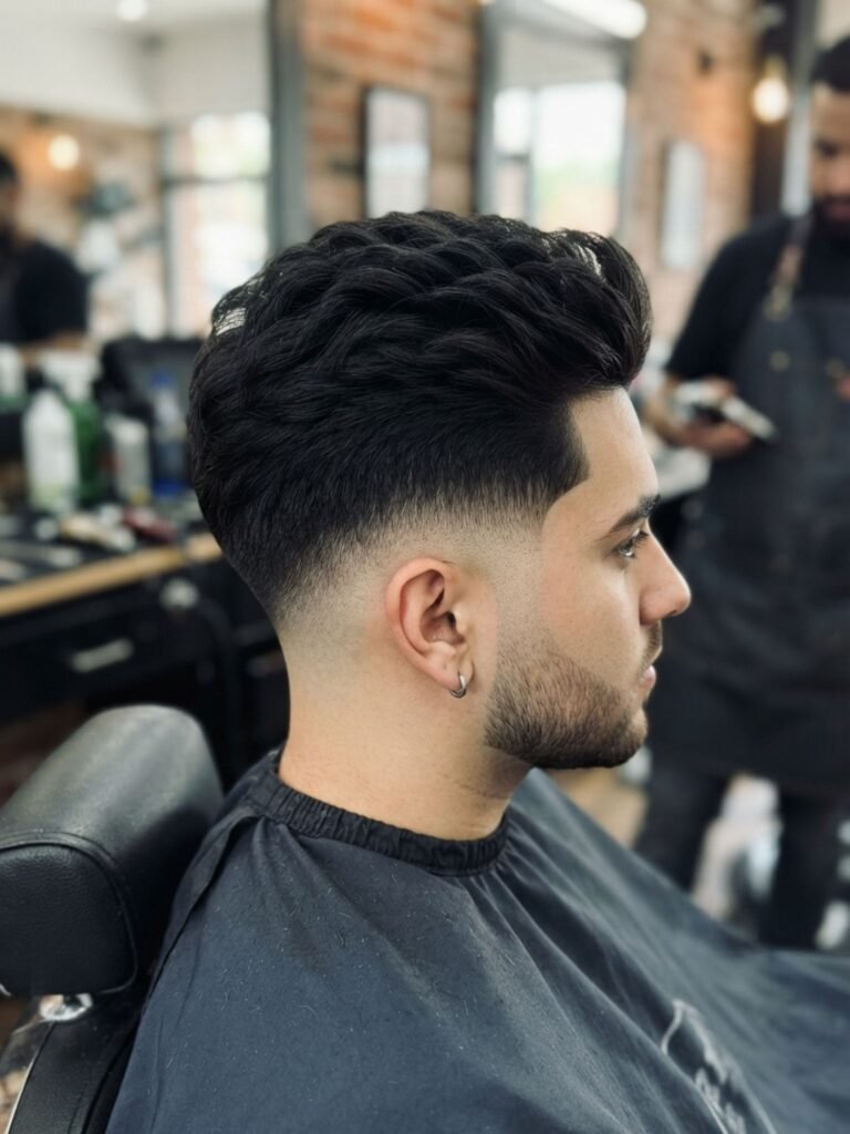 Mid Burst Fade for Thick Hair