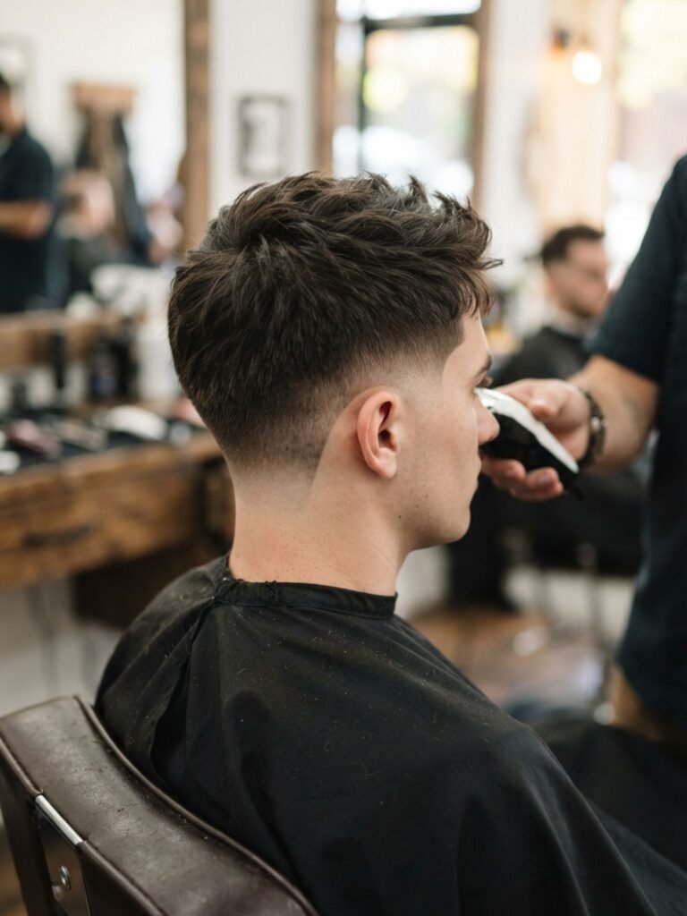 Mid Burst Fade for Thin Hair