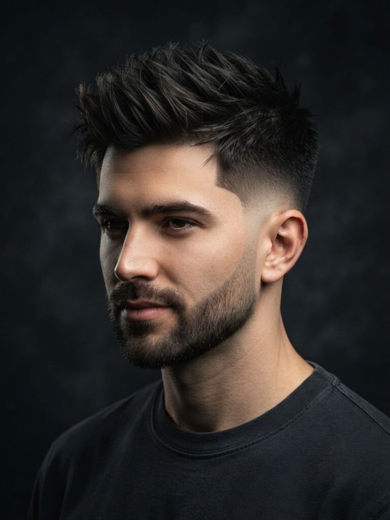 Mid Burst Fade with Spiky Hair