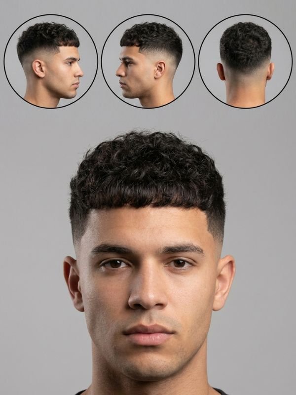Mid Fade Curly Textured French Crop
