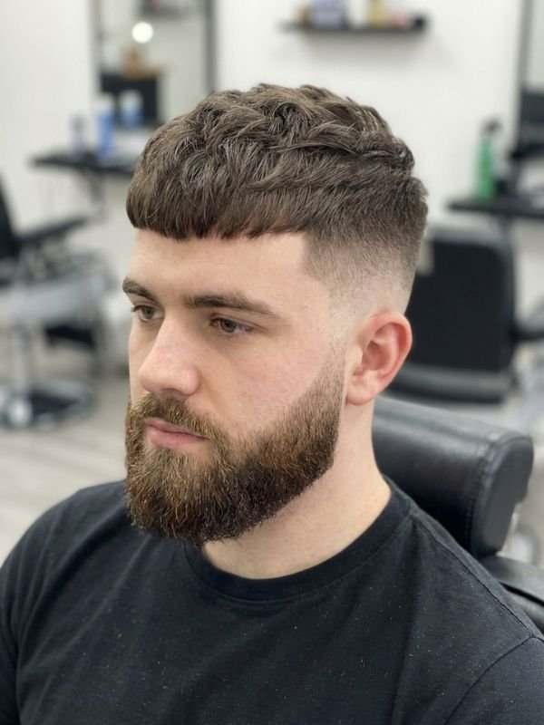 Mid Fade French Crop With Beard