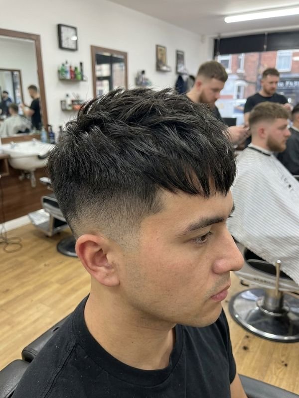 Mid Fade French Crop with Textured Straight Hair