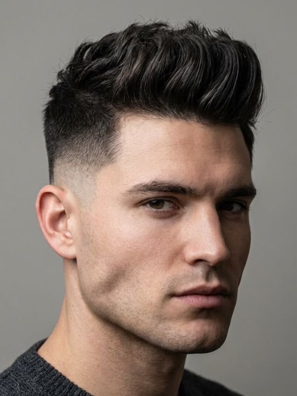 Modern Pompadour Wavy Burst Fade