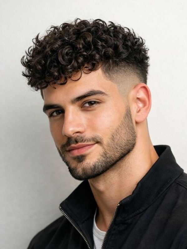Natural Curls with Mid Taper Fade