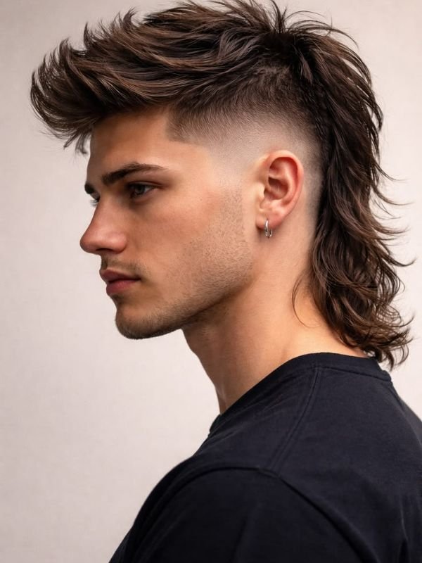 Shaggy Burst Fade Mullet
