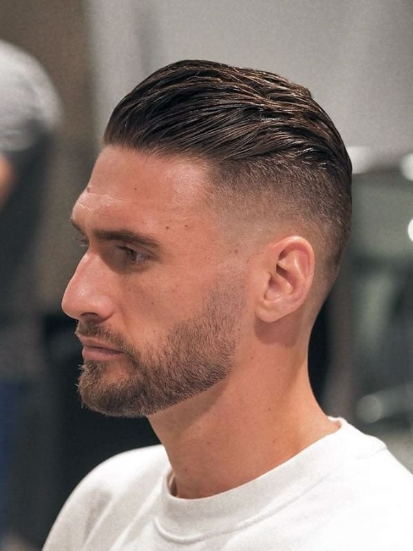 Short Slick Back Burst Fade