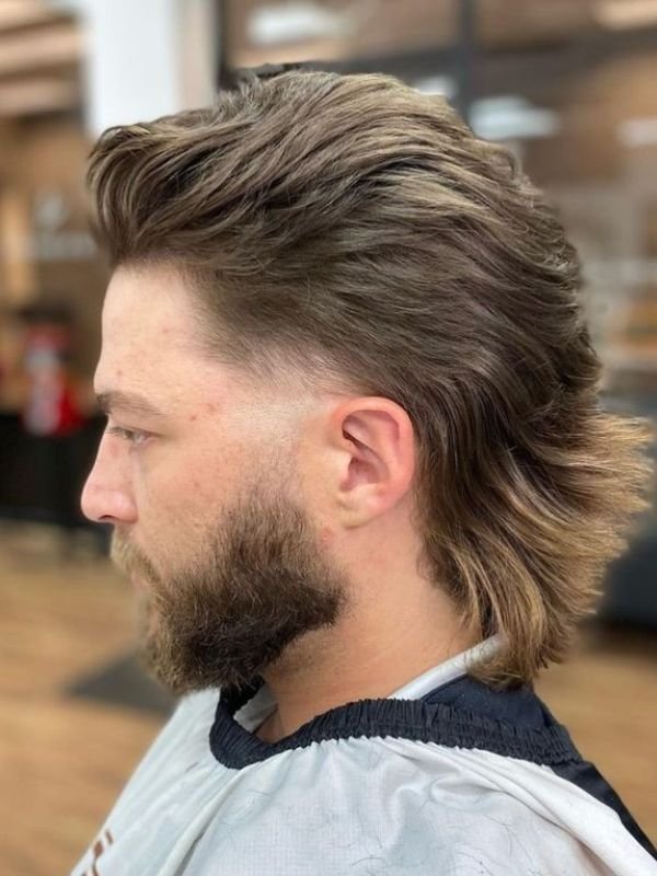 Slick Back Mullet Burst Fade