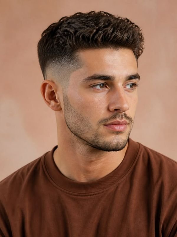 Slicked-Back Wavy Burst Fade