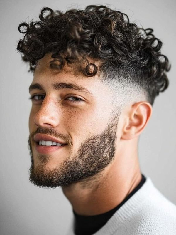 Textured Curls with Mid Taper Fade