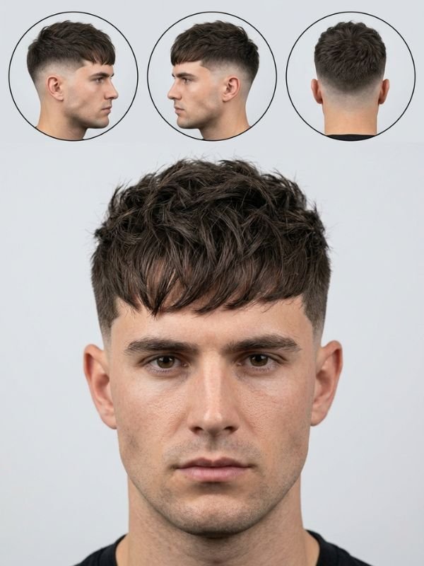 Textured Fringe French Crop Mid Fade