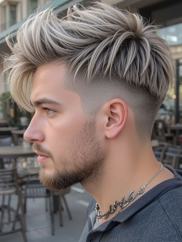Textured Quiff Wavy Burst Fade