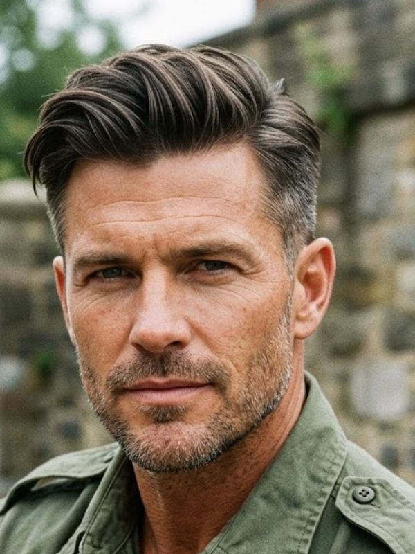 Textured Side Sweep Military Cut