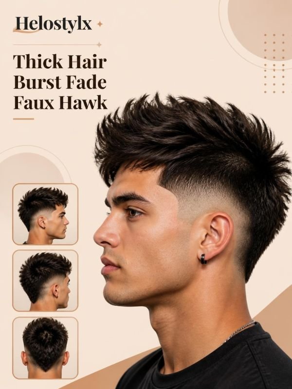Thick Hair Burst Fade Faux Hawk