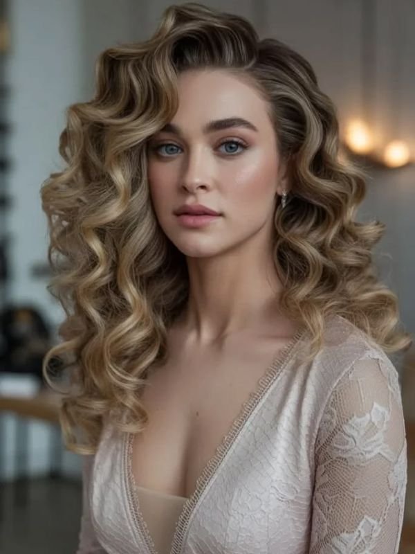 Voluminous Curly Blowout