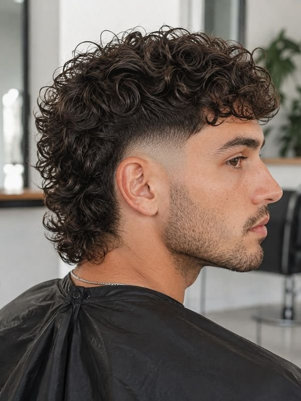 Wavy Burst Fade Mullet