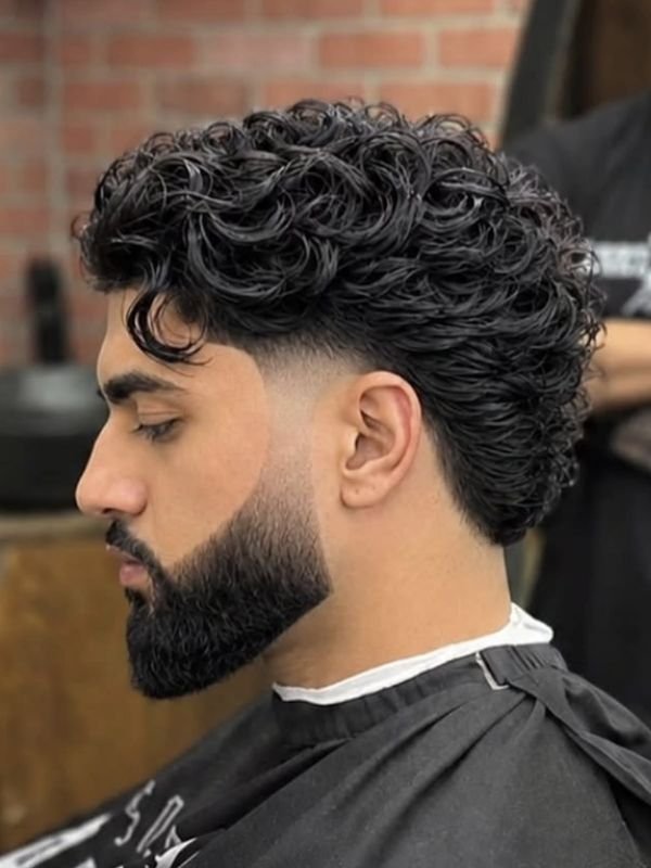 Wavy Burst Fade with Beard