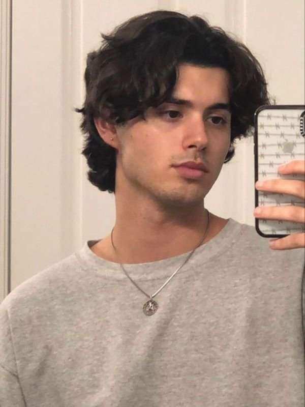 Wavy Middle Part Mullet