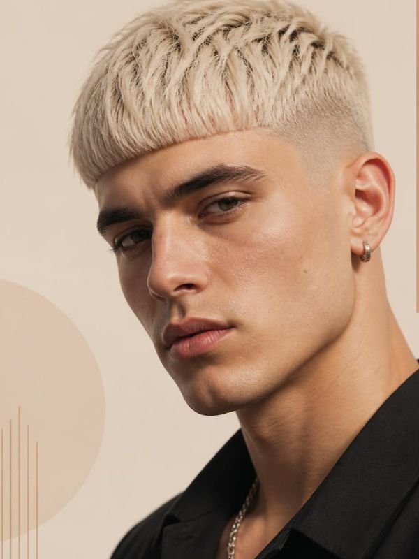 Edgar Cut with Platinum Blonde Hair