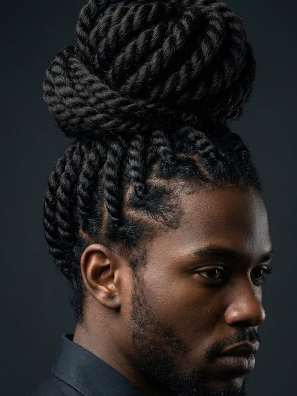 Jumbo Twist Braids with a High Bun